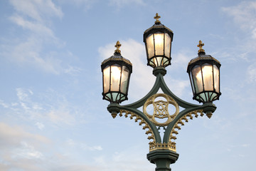 Fototapeta na wymiar Westminster Bridge Lamppost in London