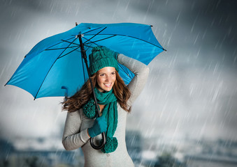 umbrella 03/Mädchen mit Schirm im Regen
