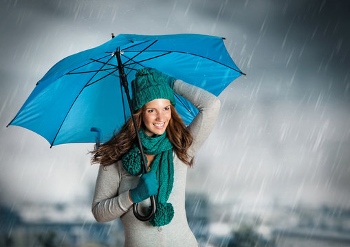 umbrella 03/M&auml;dchen mit Schirm im Regen