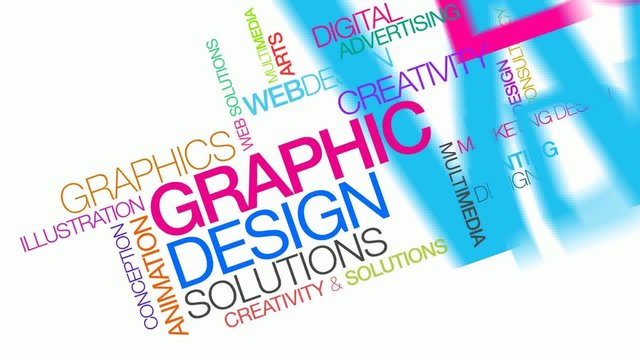 Graphic Design solutions colors word tag cloud animation