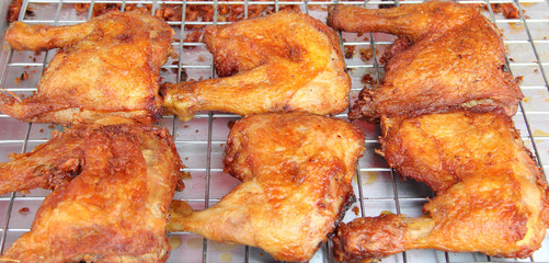 Roasting chicken on Footpath in Thailand