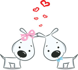 Funny dogs' couple -vector illustration
