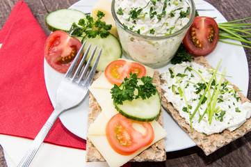 Plate with Crispbread and Cream Cheese