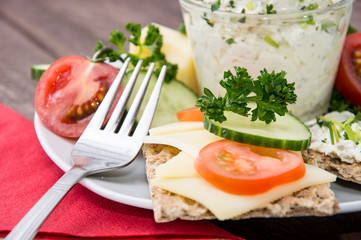 Plate with Crispbread and Cream Cheese