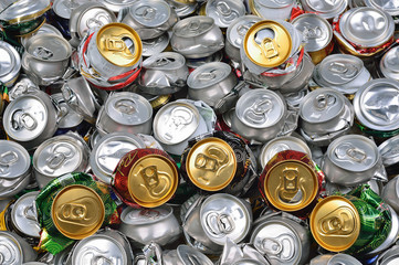 Background of crashed beer cans