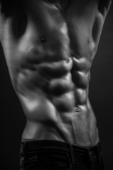Male torso with strong abs