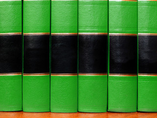 Green Books on Shelf