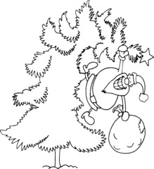 cartoon santa claus for coloring book
