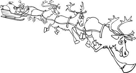 Fototapeta na wymiar santa claus on sledge with reindeer