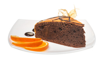 Slice of chocolate cake