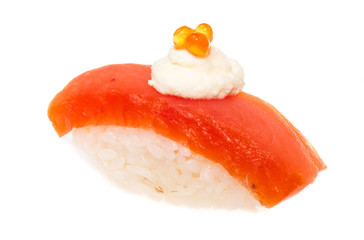 Salmon sushi on a White background