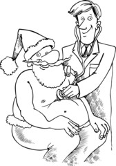 santa at doctor for coloring book