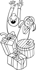 children and presents for coloring