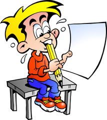 Hand-drawn Vector illustration of a young school boy