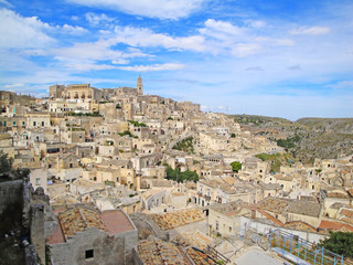 Fototapeta na wymiar Matera Sassi starożytne miasto, góry strony UNESCO. Basilicata,