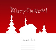 Merry Christmas sweet home back red line art design vector