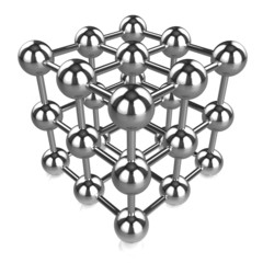 3d Chrome sphere cube network angled