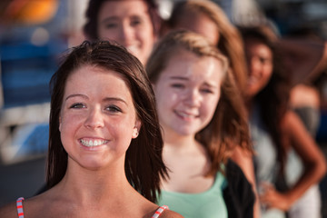 Fototapeta premium Happy Teenage Girls in a Row