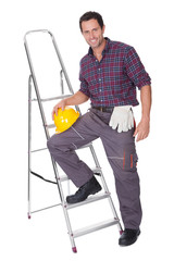 Young Worker Man With Hard Hat