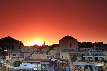 Old Rhodes town sunset