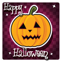 Happy Halloween card with a pumpkin, vector