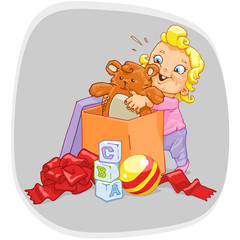 Standard vector illustration of a child with gifts.