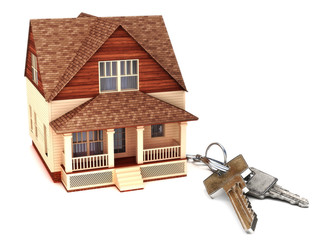 House with keys, home buying,ownership or security concept