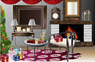 house with christmas decoration vector