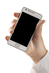 Woman hand holding an smartphone
