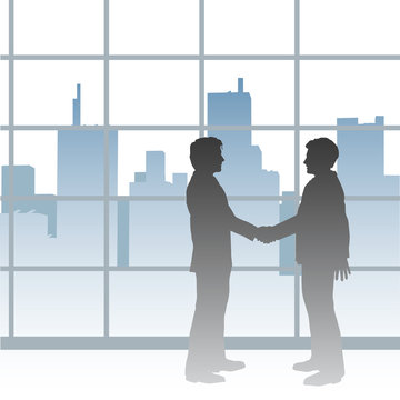 Big City business men deal handshake