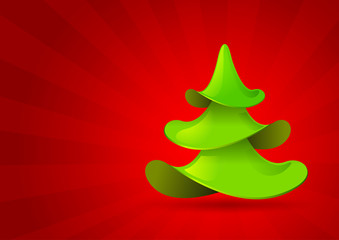 Christmas tree icon. Christmas card design template.
