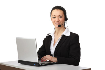 A smiling customer service operator