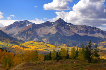 Scenic landscape of rocky mountains in Colorado