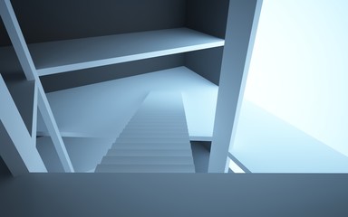 Fototapeta premium Abstract interior in minimalism style with stairs and columns