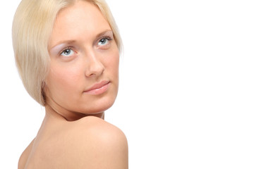 Fototapeta premium A beautiful young woman looking up