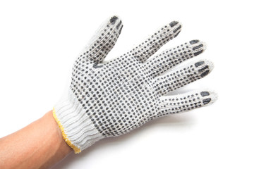 hand and hand gloves on white