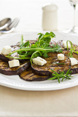 Grilled Aubergine with Feta and Rocket salad