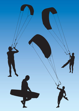 vector kitesurfing silhouette