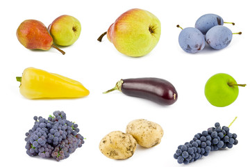 fruits and vegetables isolated