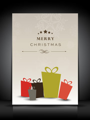 Merry Christmas greeting or gift card with decorative eve balls.
