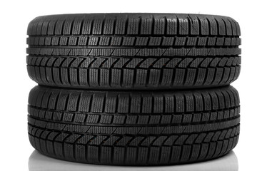 Tyre over white background