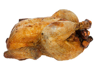 Roasted chicken or turkey on white background