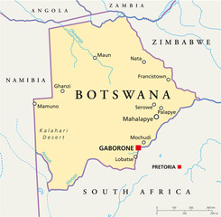 Obraz premium Botswana map (Botsuana Landkarte)