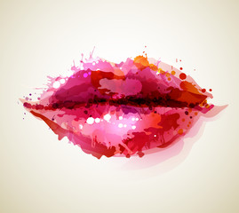 Piękne usta kobiety utworzone przez abstrakcyjne plamy