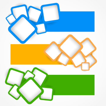 Set of banners with squares