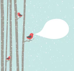 Fototapete Vögel im Wald Weihnachtsvögel