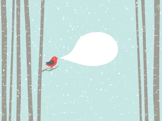 Velvet curtains Birds in the wood Christmas Bird
