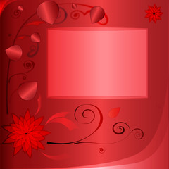 red background with curves and photo frame