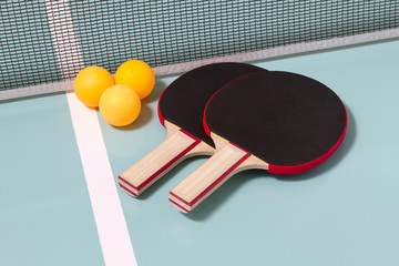 Table tennis rackets and balls