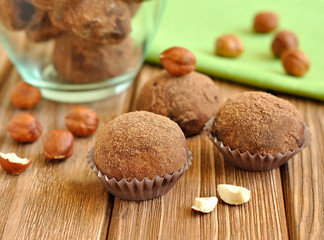 Chocolate cookies and hazelnuts
